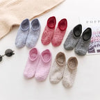 Thickened Plush Socks Women Winter Warm Coral Fleece Sox Sleeping Slippers Silicone Non-slipInvisible Short Boat Socks
