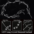 Christmas Bead Garland Christmas Garland Artificial Pearls Beads 3.6 Ft Clear Acrylic Crystal Beads Branch String Garland For