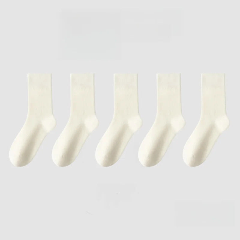 Cotton Socks Women Seamless Soft Crew Socks Medium Tube Long Loose Casual Solid Color Anti-Pilling Breathable