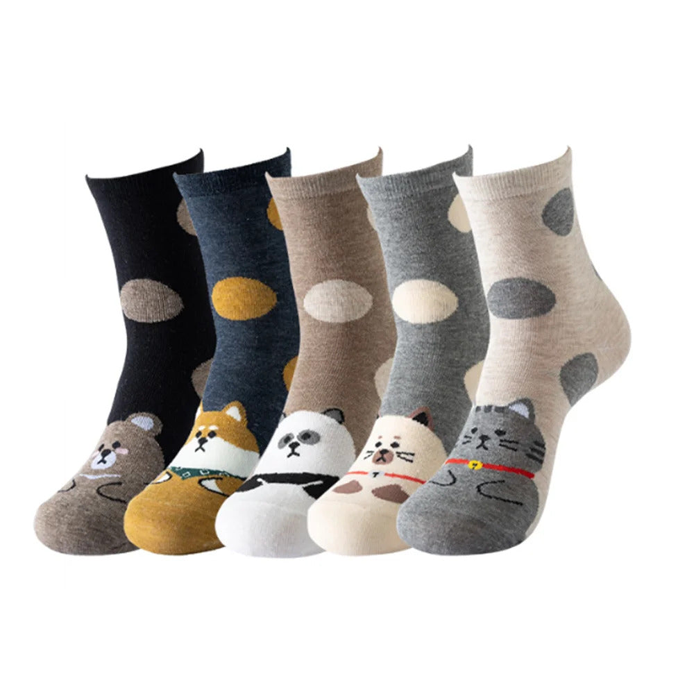 Women Animal Cotton Socks Autumn Winter High Quality Casual Tube Socks Female Ladies Lovely Cartoon Socks