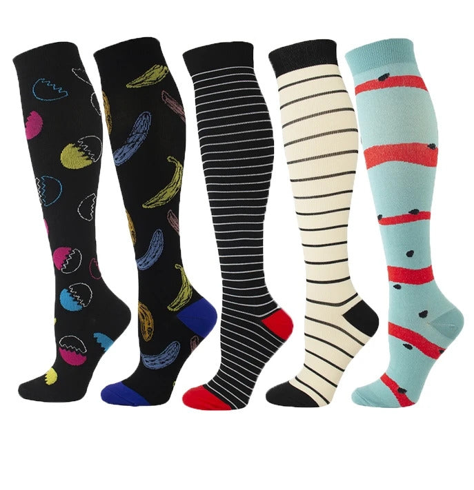 Compression Stockings Outdoor  Men's Women's Socks  Basketball Bicycle Sock Printed Sports Natural Walking