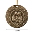 Round 3D Printed Acrylic Nativity Scene pendant Decorations Catholic Christmas Decorations 4in Christmas Nativity Ornaments