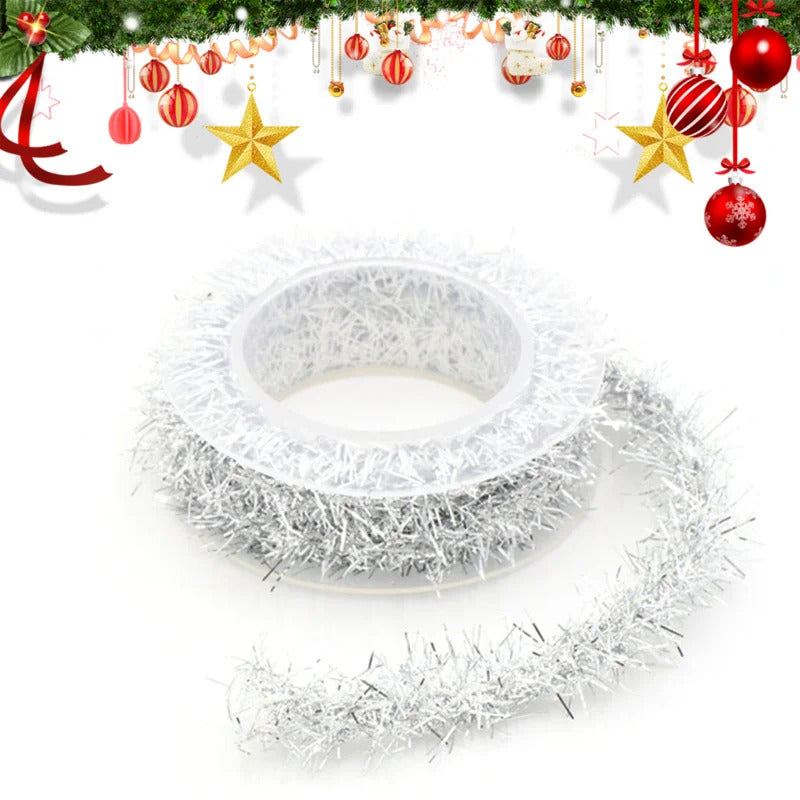 2M Christmas Tree Ribbon Wired Wide Glitter Colorful Shiny Ribbons Decorative Christmas DIY Gift Wrapping Holiday Party Decor