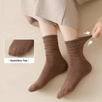 Cotton Socks Women Seamless Soft Crew Socks Medium Tube Long Loose Casual Solid Color Anti-Pilling Breathable