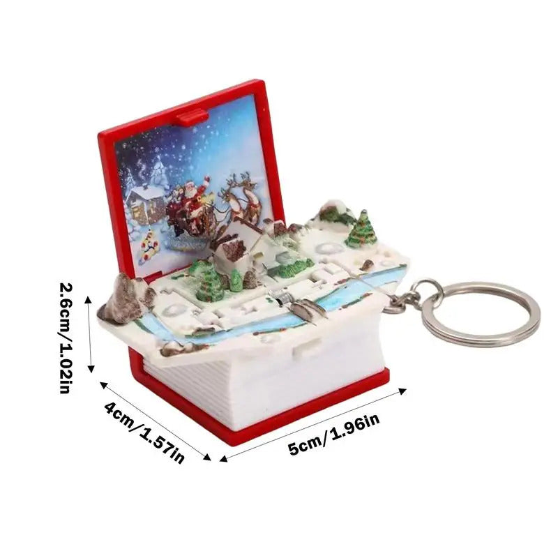 $10 christmas gifts Pop Up Keychain Folding Book Pop Up Toy For Christmas Backpack Charm Creative Christmas Tree Ornaments 3D Christmas Scene Books