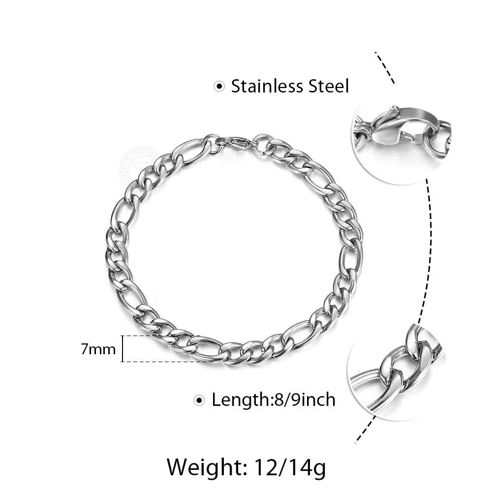 christmas gifts 3/5/7/9mm Gold Silver Color Bracelet Curb Chains Link Men link Chain Stainless Steel Male Female Accessories Fashion DKBM171A