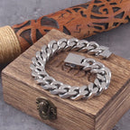 $10 christmas gifts Never Fade Stainless Steel Vikings Bracelets For Men Blank Color Punk Curb Cuban Link Chain Bracelets with gift wooden box