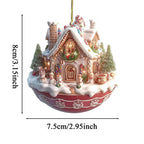 $10 christmas gifts Christmas Snow House Pendant Decoration Tree Pendant Snow House Acrylic Ornament 2D Art Keychain Pendant Seasonal Decor Backpack