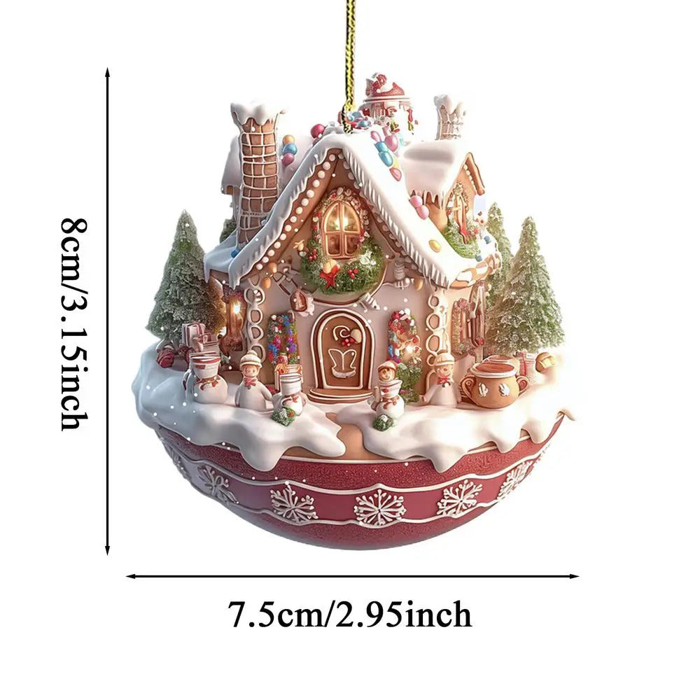 $10 christmas gifts Christmas Snow House Pendant Decoration Tree Pendant Snow House Acrylic Ornament 2D Art Keychain Pendant Seasonal Decor Backpack