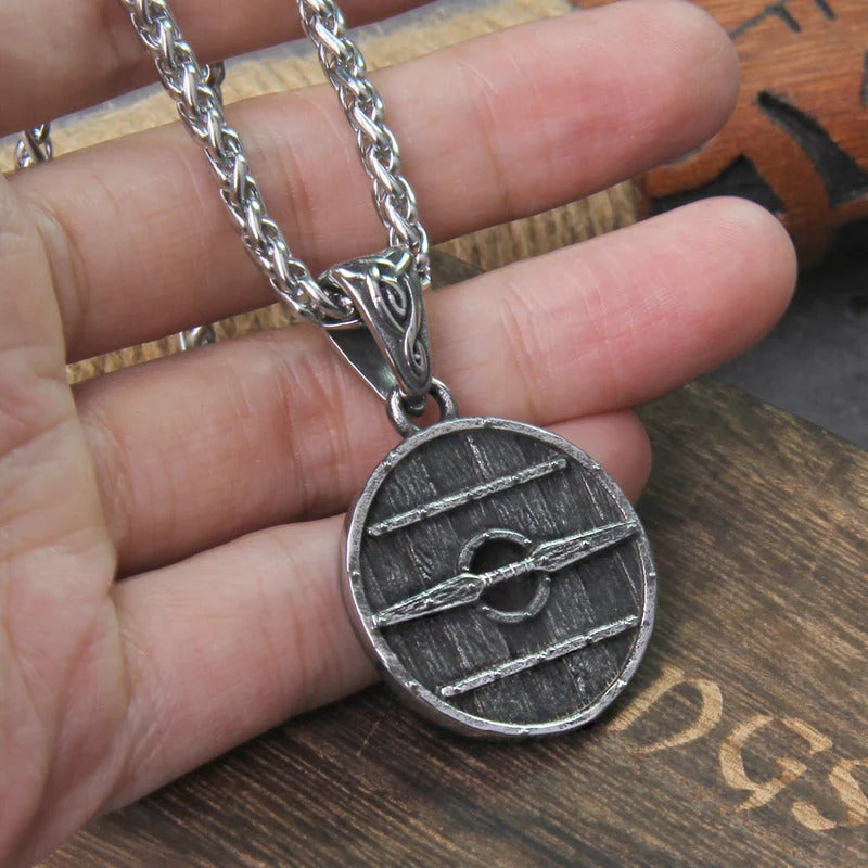 $20 christmas gifts Vikings Jewelry Stainless Steel Shield Pendant necklace CelticKnote never fade with wooden box as men gift $20 gift ideas
