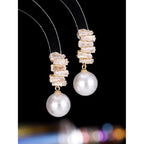$10 christmas gifts Elegant Faux Pearl & Rhinestone Decorated Dangle Earrings, Fashion Jewelry for Party, Daily Clothing Decor, Trendy All-match & E