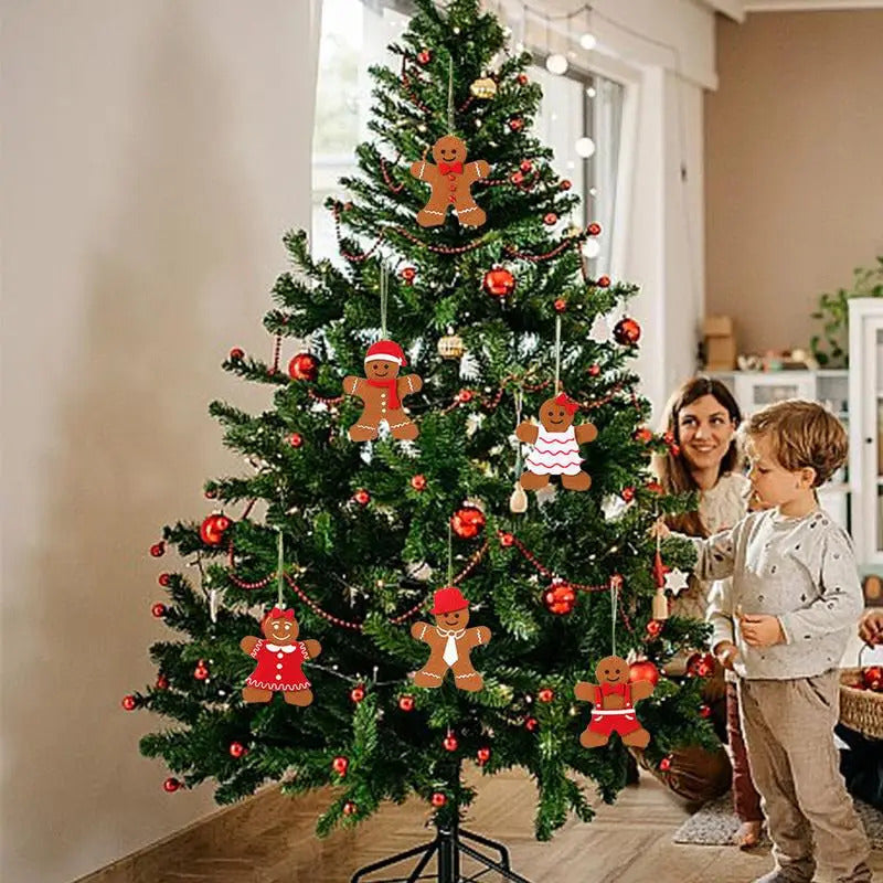 $10 christmas gifts 6pcs Gingerbread Man Ornaments Doll Christmas Decoration Pendants Xmas Tree Hanging Ornament Christmas for Home New Year Gift