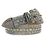 Bold&Eye-Catching Red Bling Bling Diamond Belt Rhinestone&Spike Studded Leather Belt
