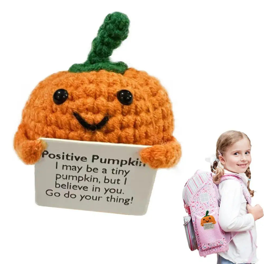 $10 christmas gifts Positive Crochet Pumpkin Tiny Pumpkin Emotional Support Crochet Decor 8Cm/3.15Inch Cute Crochet Doll With Positive Card Cartoon