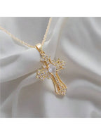 $10 christmas gifts Vintage cross necklace Personalized pendant necklace niche design clavicle chain