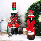 2025 xmas ornament Lots Christmas Wine Bottle Cover Cap Red Green Xmas Hats Scarf Home Ornament Festival Party Tableware Decoration Supplies 2025