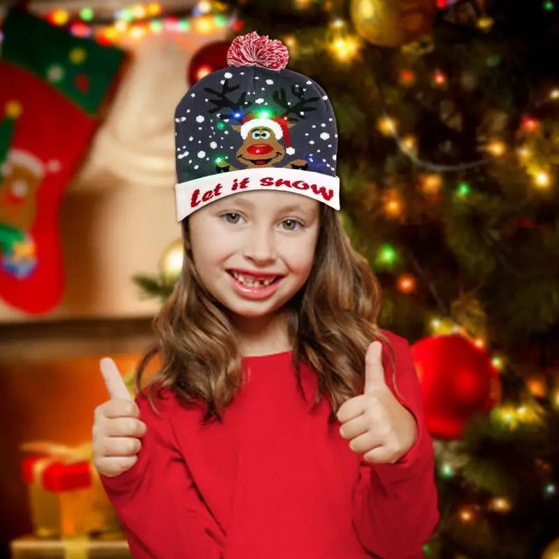 $10 christmas gifts Christmas LED Christmas Beanie Hat Winter Warm With Poms Outdoor Light Up Hat Unisex Flashing Caps For Home Party $10 gift ideas