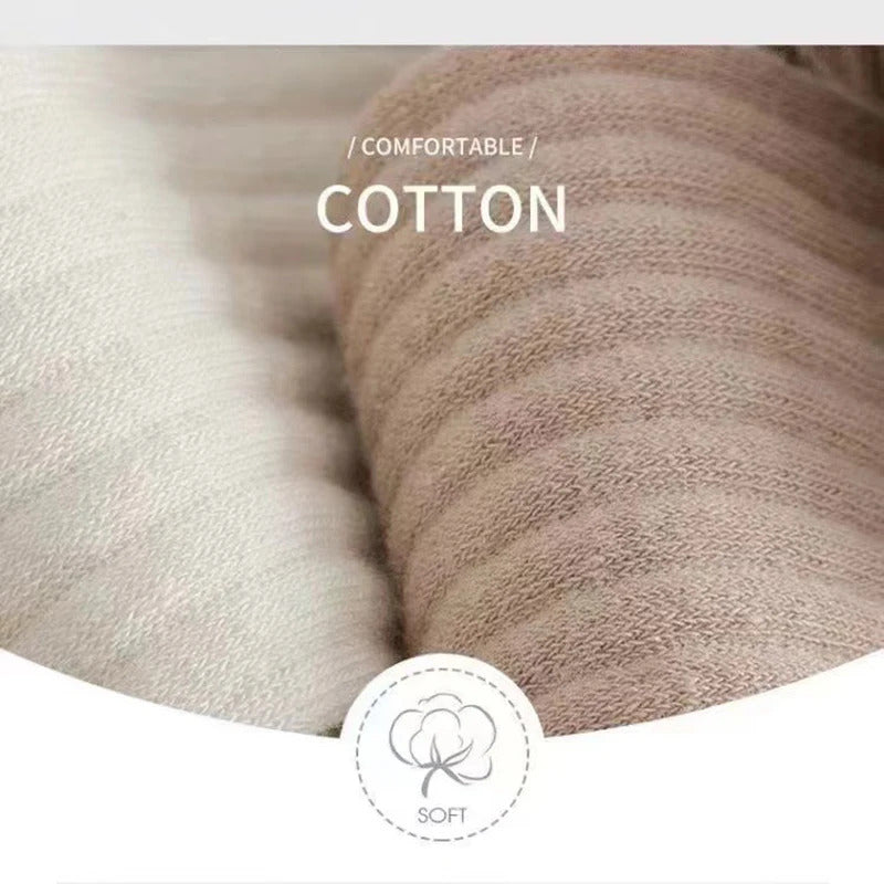 Women Elastic Socks Solid Color Fashion Classic Striped JK Socks Coffee Beige White Black Cotton Middle Tube Long Casual Socks
