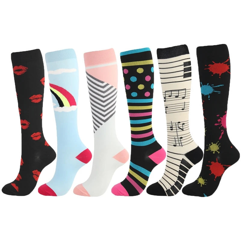 Compression Stockings Outdoor  Men's Women's Socks  Basketball Bicycle Sock Printed Sports Natural Walking