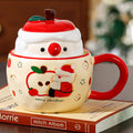 $30 christmas gifts Creative Christmas Ceramic Tumbler with Santa Claus Apple Design Eco-friendly 400ml Coffee Cup with Lid for Gift