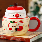 $30 christmas gifts Creative Christmas Ceramic Tumbler with Santa Claus Apple Design Eco-friendly 400ml Coffee Cup with Lid for Gift