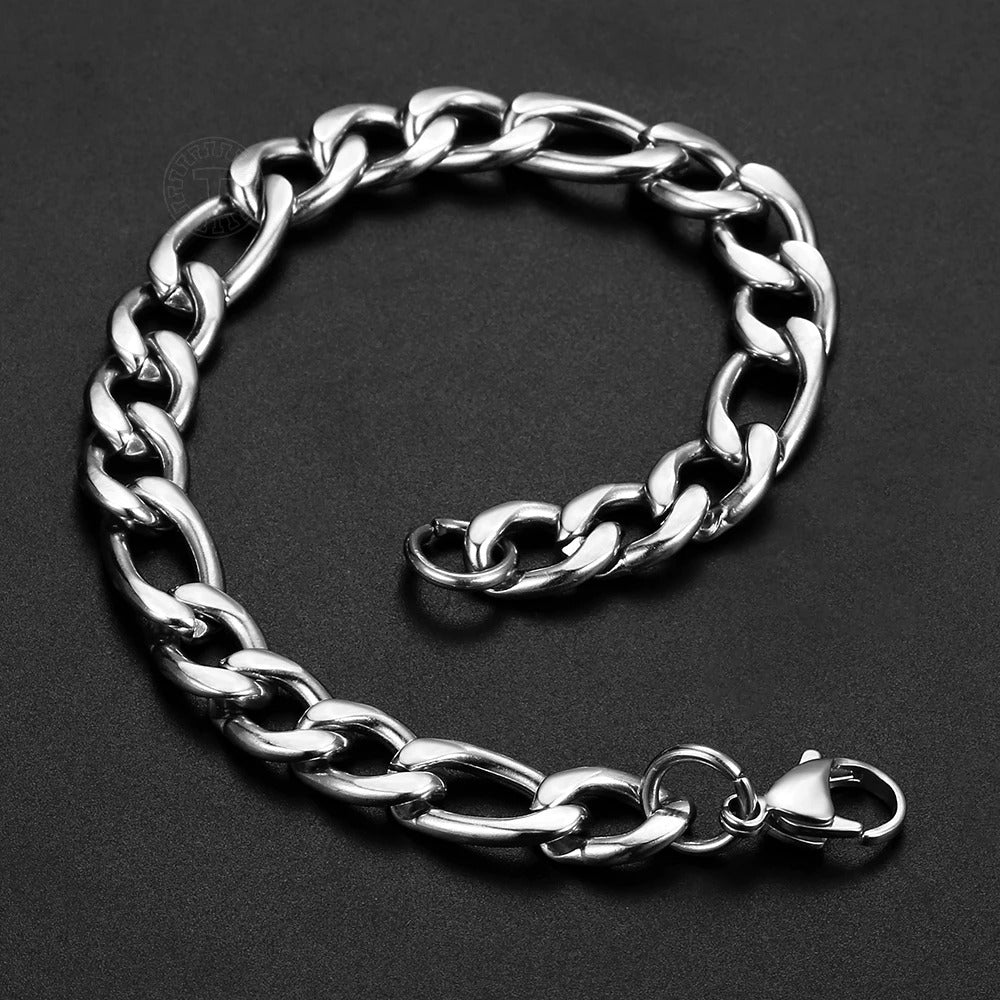 christmas gifts 3/5/7/9mm Gold Silver Color Bracelet Curb Chains Link Men link Chain Stainless Steel Male Female Accessories Fashion DKBM171A
