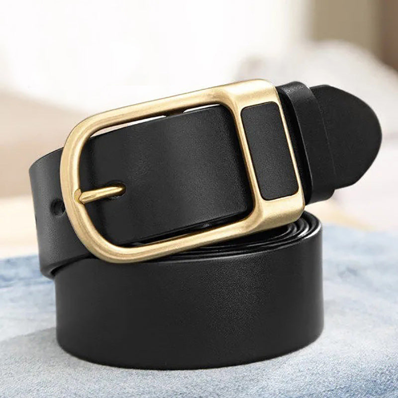 Men's High Quality Genuine Cowhide Leather Belt with Fashionable Pin  Length for Business-Casual Wear