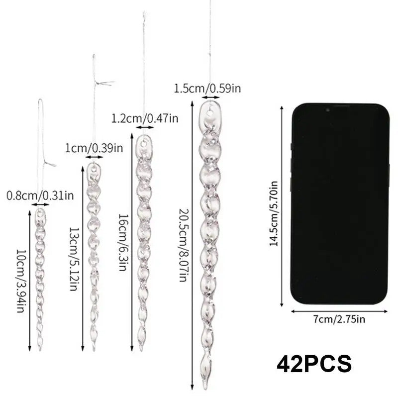 Icicle Christmas Tree Ornaments 42X Clear Acrylic Icicles Drop Pendants Christmas Tree Crystal Decorations For Winter Holiday