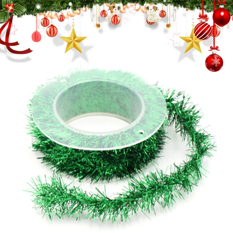 2M Christmas Tree Ribbon Wired Wide Glitter Colorful Shiny Ribbons Decorative Christmas DIY Gift Wrapping Holiday Party Decor