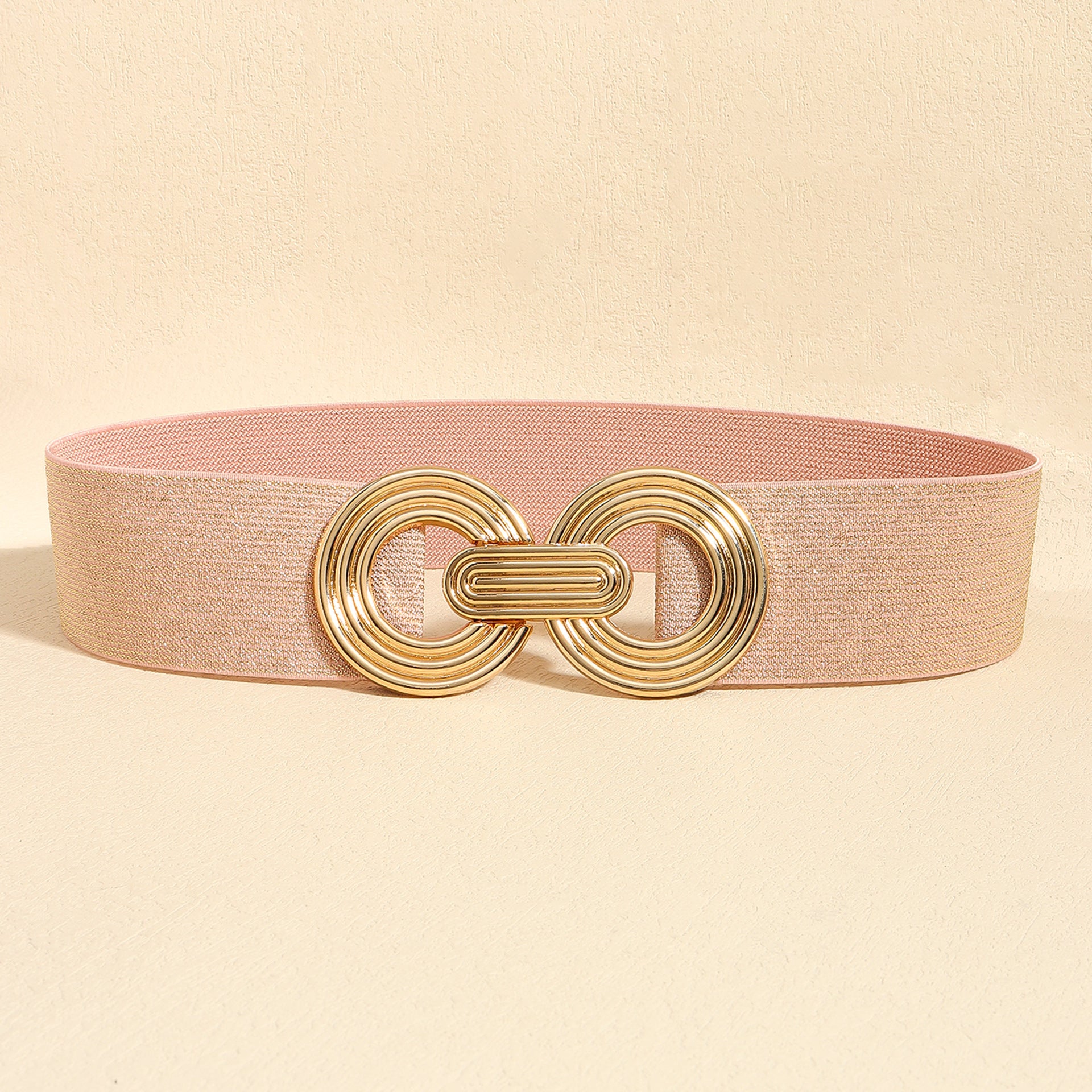 Wide Elastic Dress Waistband Multicolor Gold Metal Alloy Double Circle Hook Fashionable Woman's Belt，Corset Belt