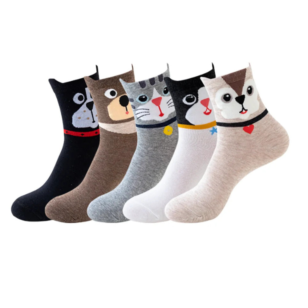 Women Animal Cotton Socks Autumn Winter High Quality Casual Tube Socks Female Ladies Lovely Cartoon Socks