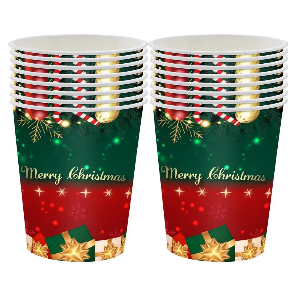 $10 christmas gifts Merry Christmas Party Disposable Paper Plate Tableware Napkins Tablecloth Christmas Decor For Home New Year 2025 $10 gift ideas