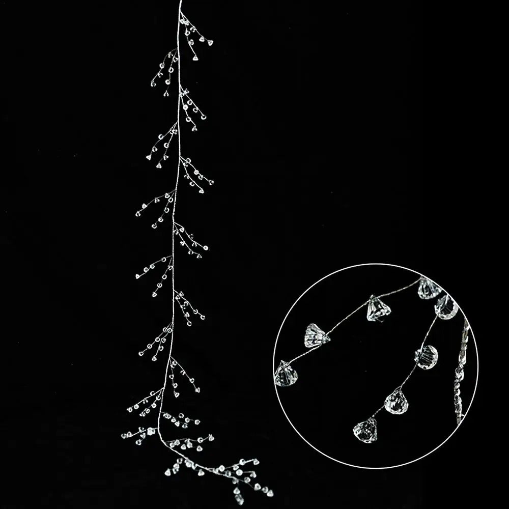 Christmas Bead Garland Christmas Garland Artificial Pearls Beads 3.6 Ft Clear Acrylic Crystal Beads Branch String Garland For
