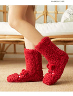 Floor Socks Women Autumn and Winter Velvet Coral Fleece Socks Sleep Home Slippers Snow Socks Confinement Bear Carpet Socks