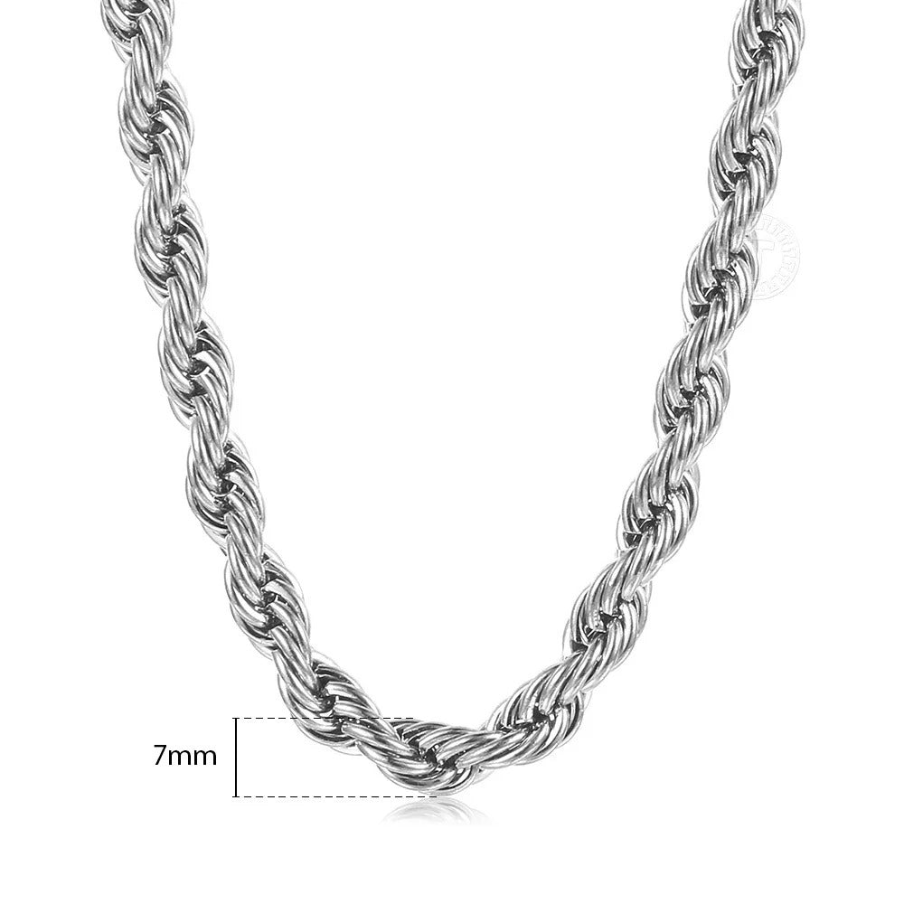 $40 christmas gifts Silver Color Twisted Rope Chain Necklace For Women Men Stainless Steel Link Chain Punk Vintage Metal Collar $40 gift ideas