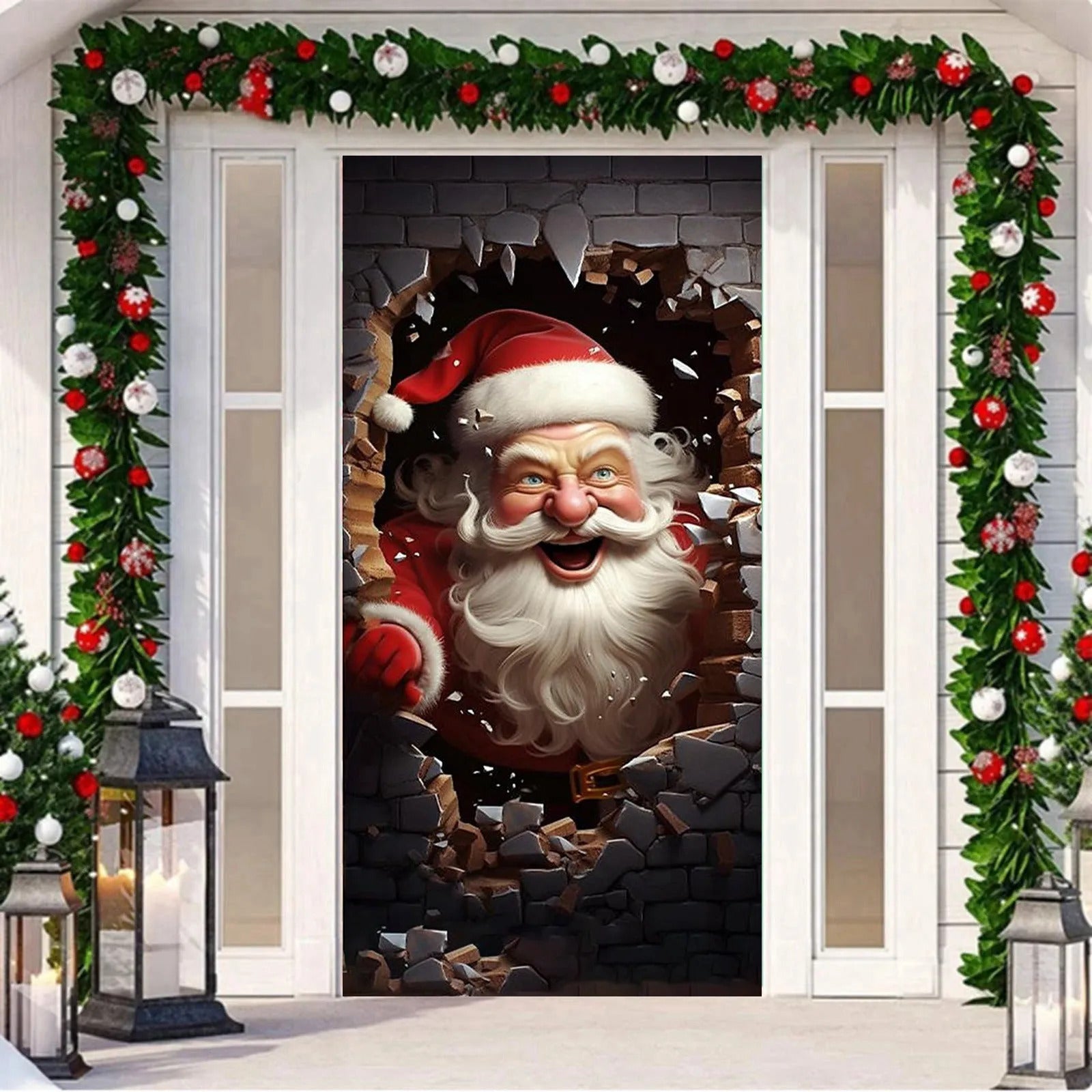 $20 christmas giftsSanta Door Cover Decoration Tapestry Holiday Party Door Curtain Tapestry Door Cover Christmas Decoration Party Flag Streamers