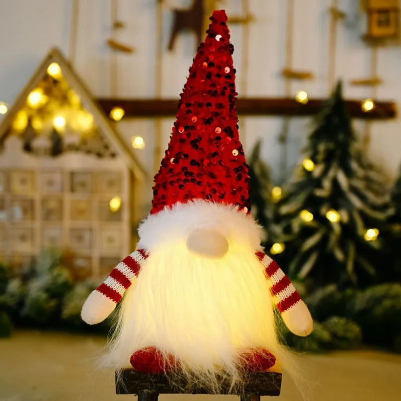 $10 christmas giftsChristmas Decoration Long Bearded Gnome with Lights Rudolph Doll LED Glowing Christmas Gnome Sweden Tomte Santa Elf Doll