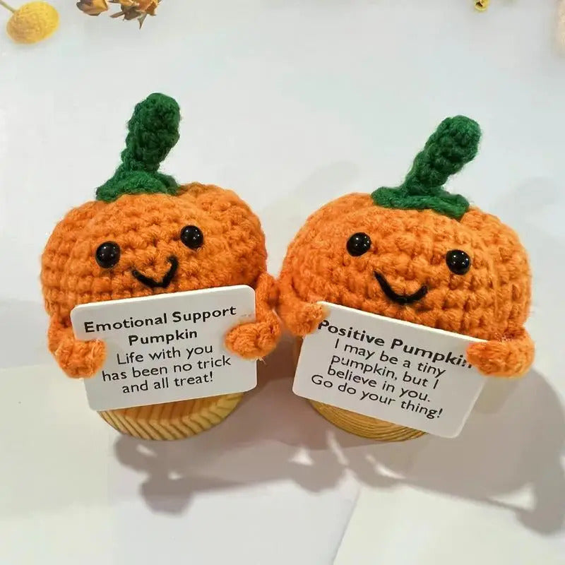 $10 christmas gifts Positive Crochet Pumpkin Tiny Pumpkin Emotional Support Crochet Decor 8Cm/3.15Inch Cute Crochet Doll With Positive Card Cartoon