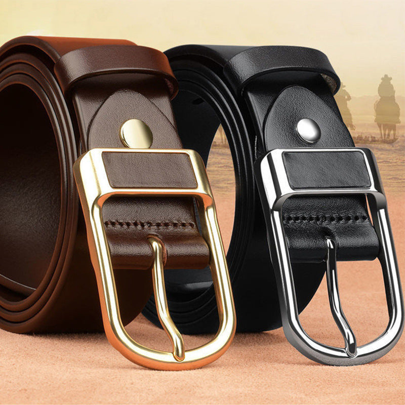 Men's High Quality Genuine Cowhide Leather Belt with Fashionable Pin  Length for Business-Casual Wear