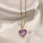 $10 christmas gifts 12 Constellation Necklace for Women Charms Enamel Heart Zodiac Sign Pendant Necklace Aries Leo Amulet