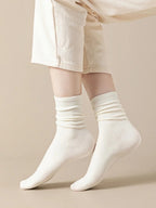 Cotton Socks Women Seamless Soft Crew Socks Medium Tube Long Loose Casual Solid Color Anti-Pilling Breathable