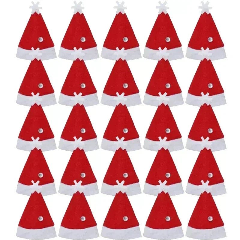 2025 xmas ornament Lots Christmas Wine Bottle Cover Cap Red Green Xmas Hats Scarf Home Ornament Festival Party Tableware Decoration Supplies 2025