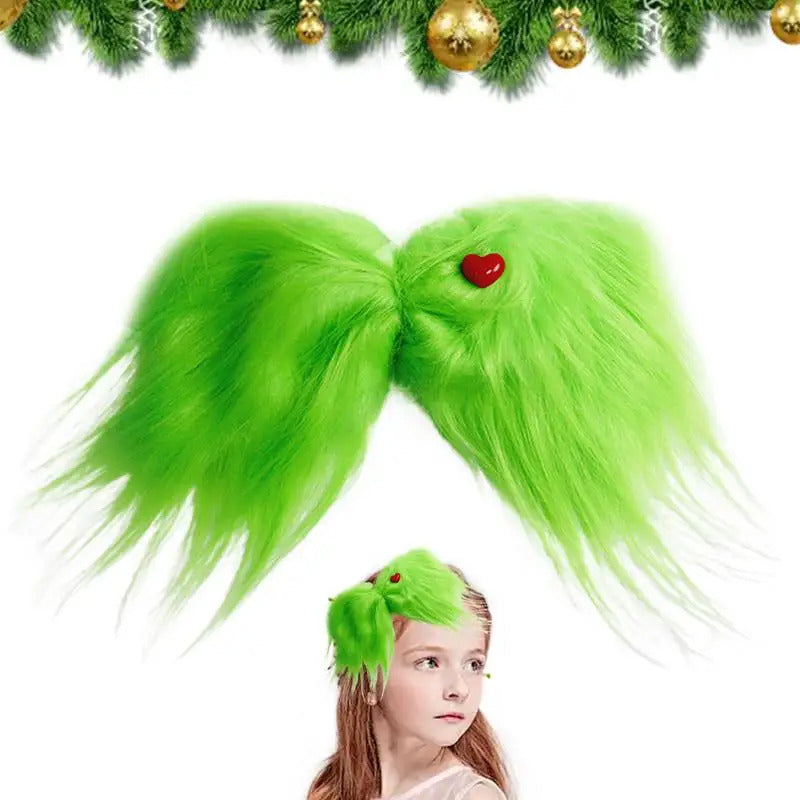 $10 christmas gifts Green Bows Green Furry Hairpin Christmas Tree Decorations Holiday Hair Accessories For Hair Styling $10 gift ideas