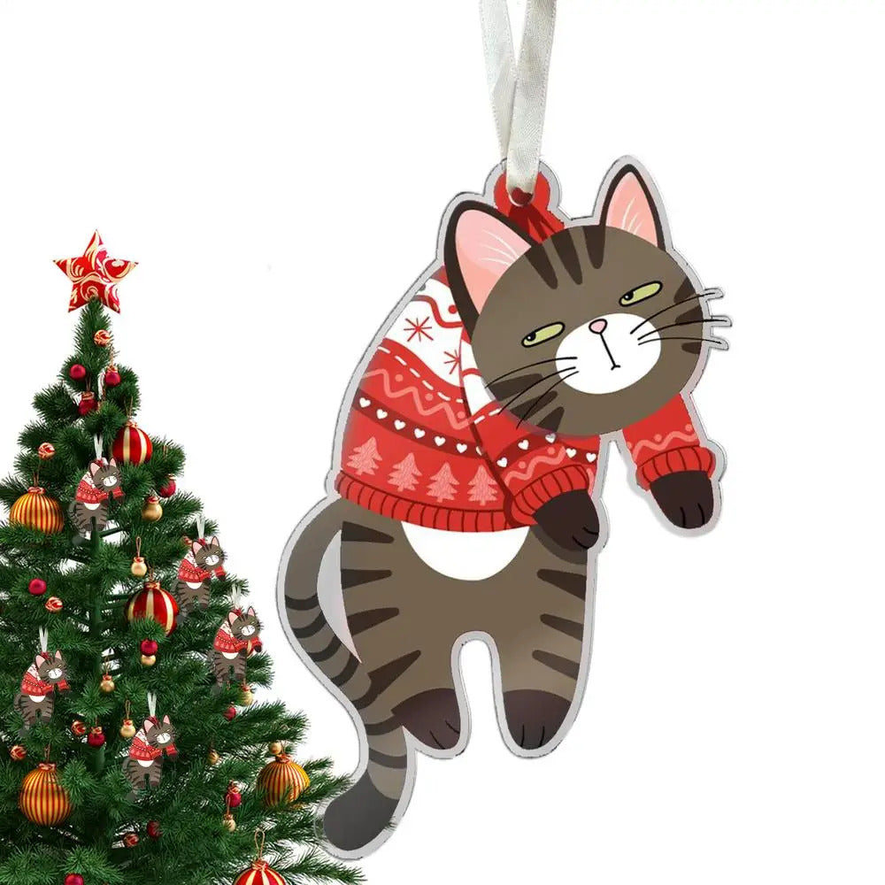 $10 christmas gifts Kitten Ornaments For Christmas Tree 2D Acrylic Ornament Seasonal Decor Christmas Tree Ornaments Decorative Pendant Car Rear View