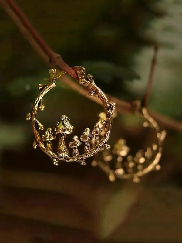 $10 christmas gifts Hollow Out Mushroom Design Dangle Earrings,  New Style Jewelry for Women & Girls for Party, Daily Clothing Decor, Trendy All-mat