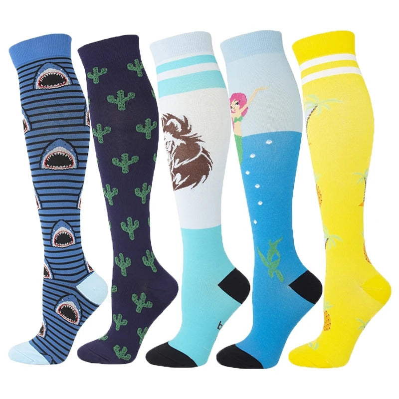 Compression Stockings Outdoor  Men's Women's Socks  Basketball Bicycle Sock Printed Sports Natural Walking