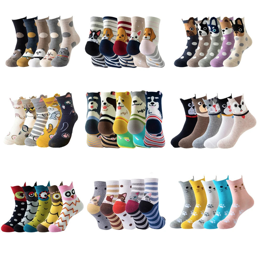 Women Animal Cotton Socks Autumn Winter High Quality Casual Tube Socks Female Ladies Lovely Cartoon Socks