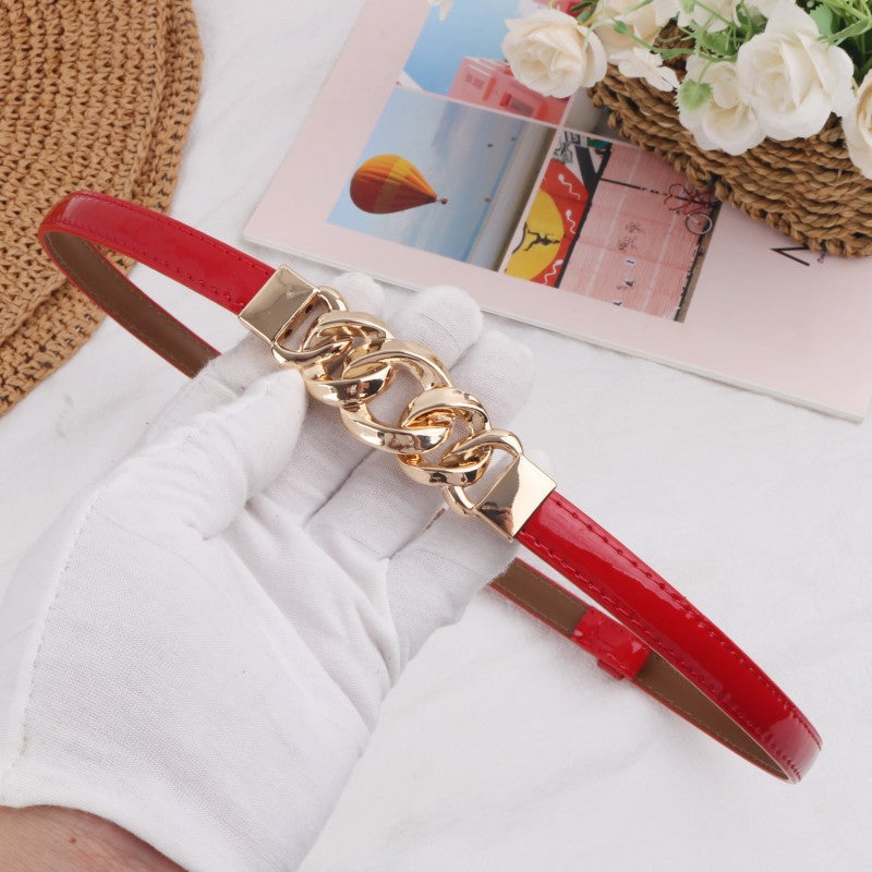 High Quality Ladies' Leather Thin Belt All-match Decoration for Bottoms Blazer Dress Waist Chain Retro Solid Belt