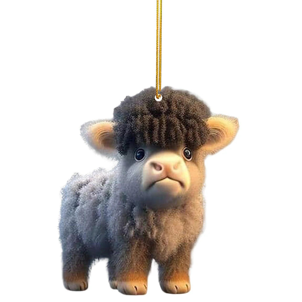 2025 xmas ornament Cartoon Cow Christmas Tree Ornament Creative Cute Car Pendant Atmosphere Decoration Hanging Pendant Home Tree Decor Accessories