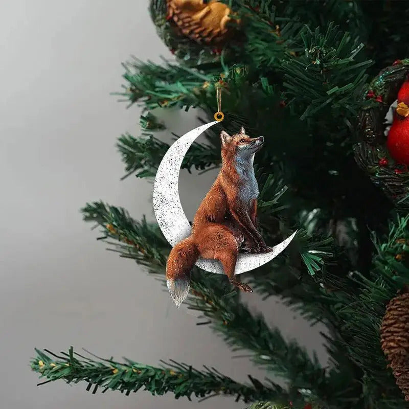 $10 christmas gifts Christmas Tree Decorations Animal Hanging Ornament Sitting On The Moon Animal Pendants Car Rearview Mirror Hanging Ornaments